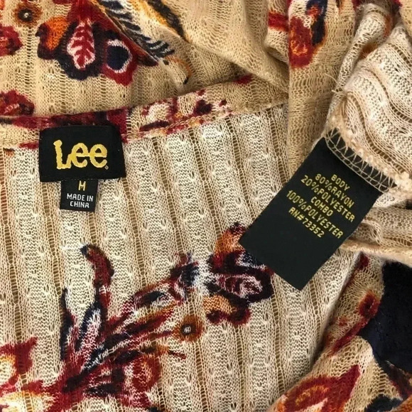 Lee Tan Flowered Long Sleeved V Neck Top M - Picture 8 of 8